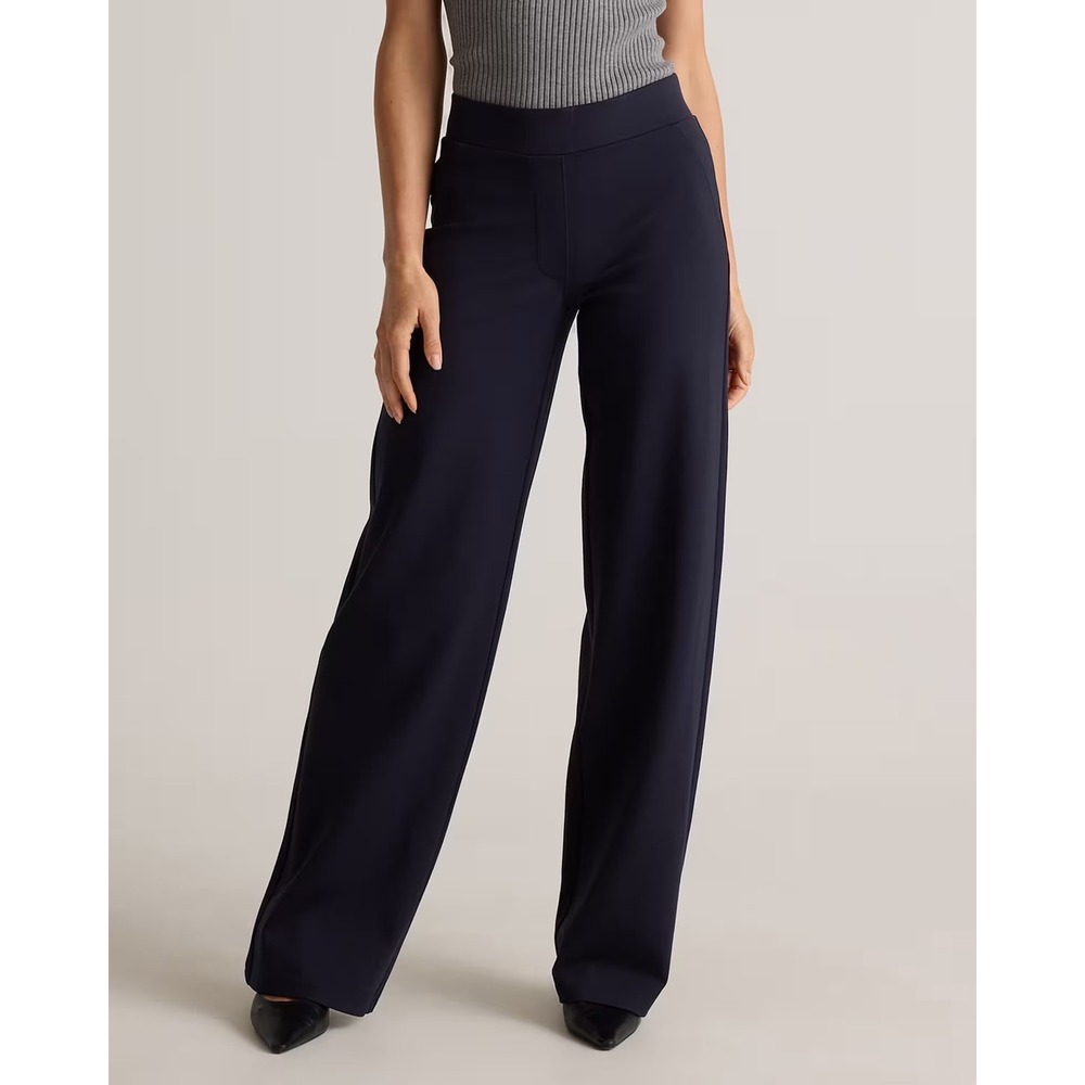 Quince Ultra-Stretch Ponte Wide Leg Pants Navy XL
